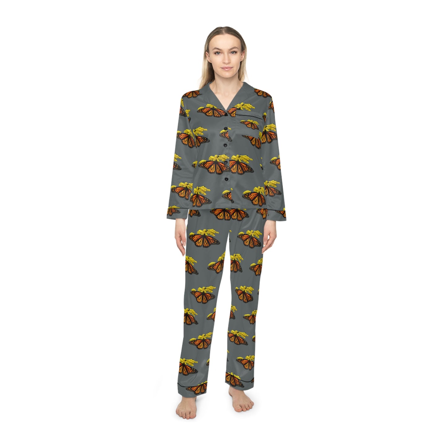 Women's Satin Pajamas--Elizabeth Dark Gray