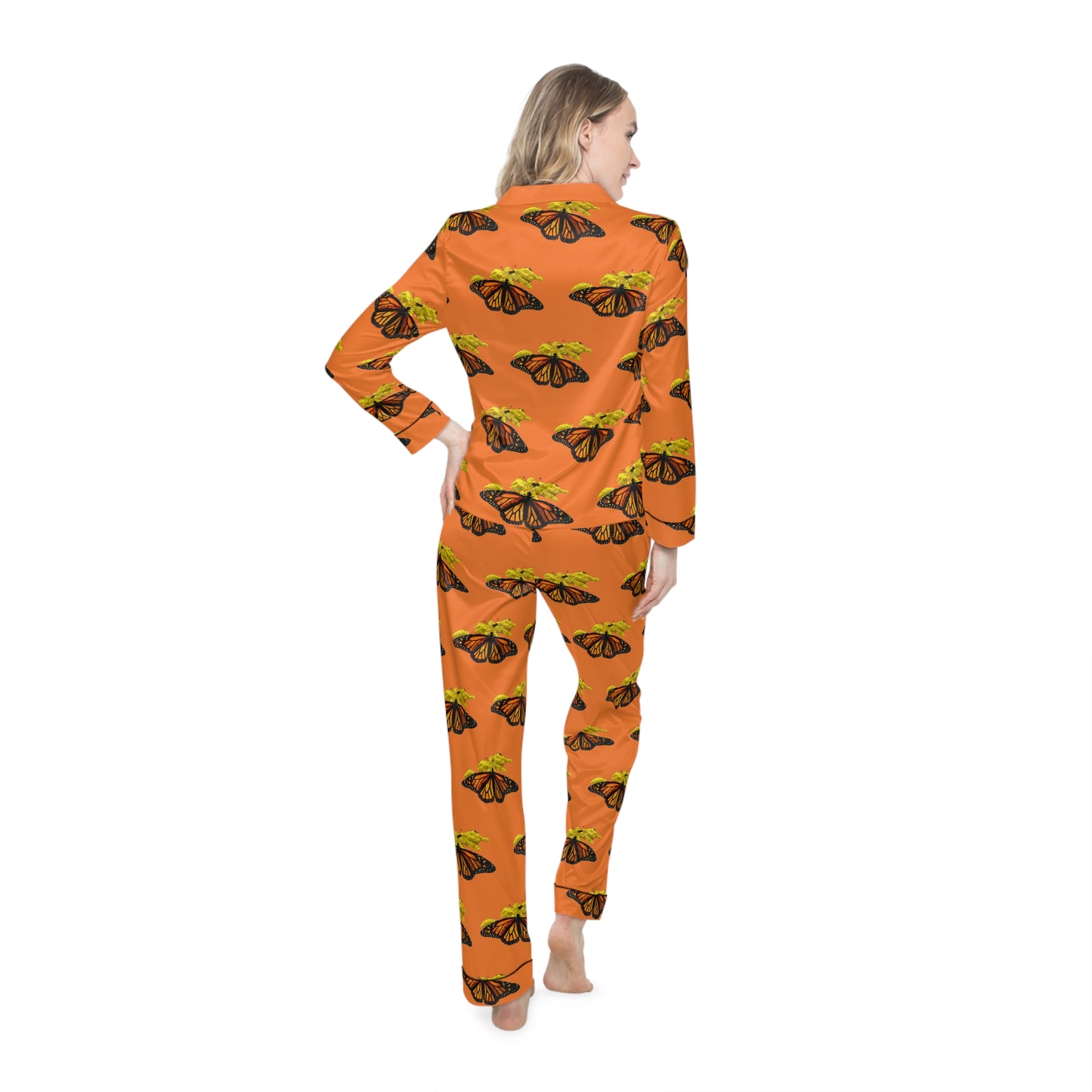 Women's Satin Pajamas--Elizabeth Orange