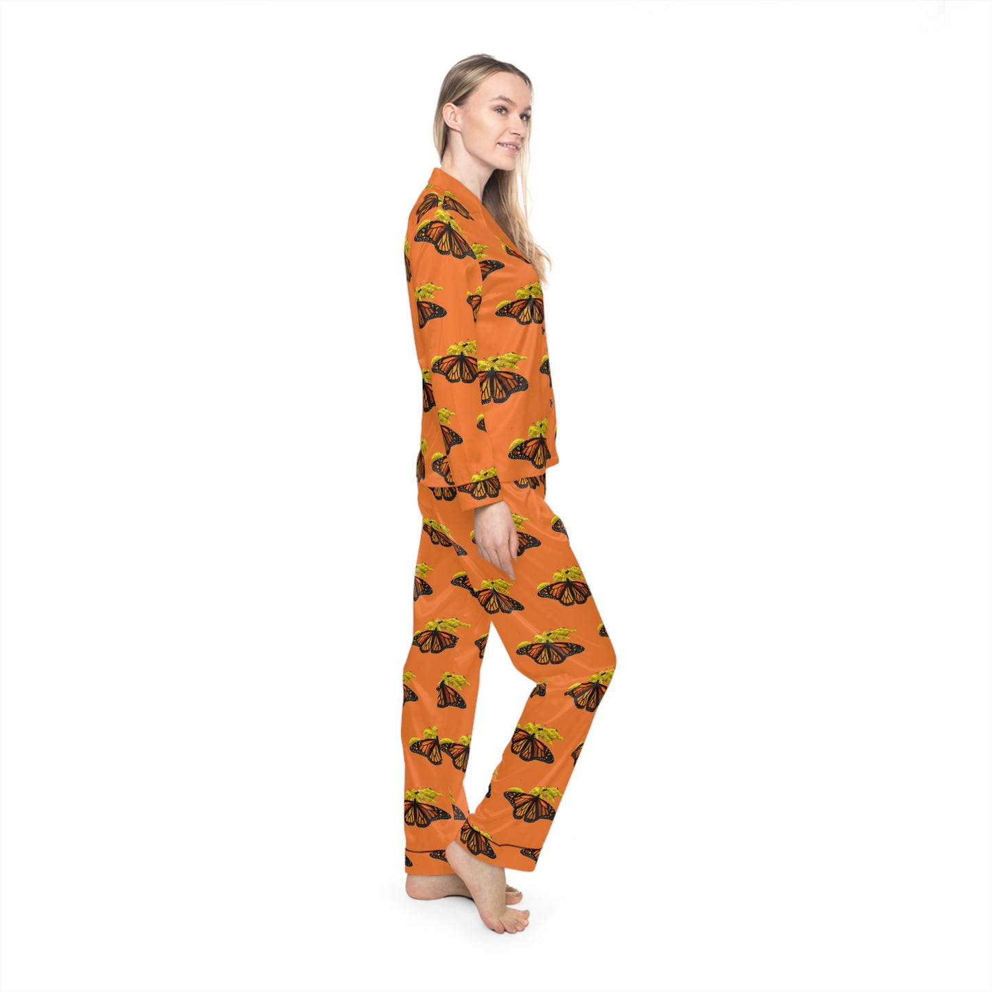 Women's Satin Pajamas--Elizabeth Orange