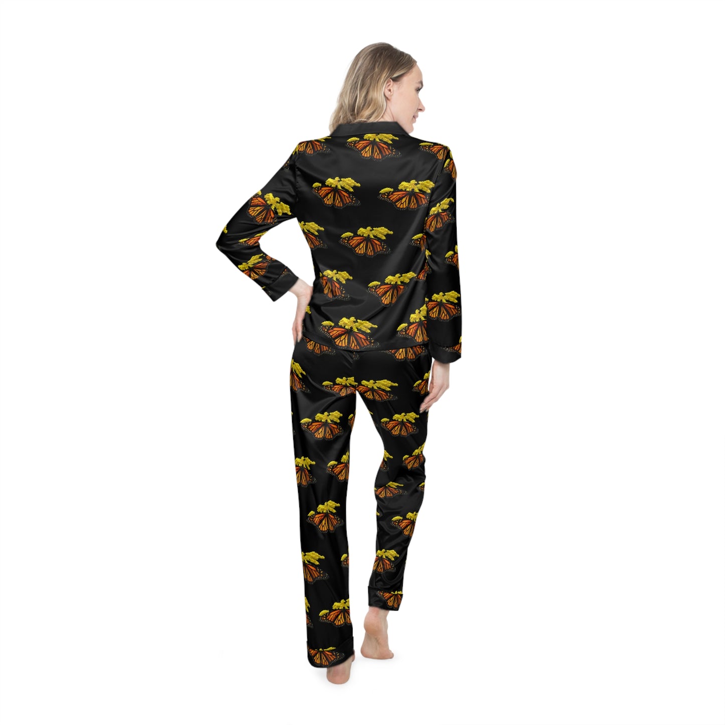 Women's Satin Pajamas--Elizabeth Black