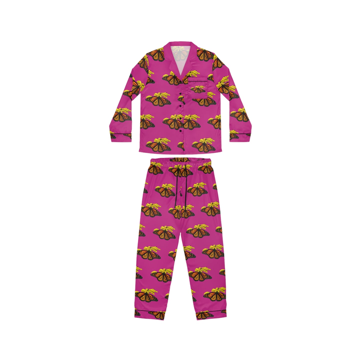 Women's Satin Pajamas--Elizabeth Pink