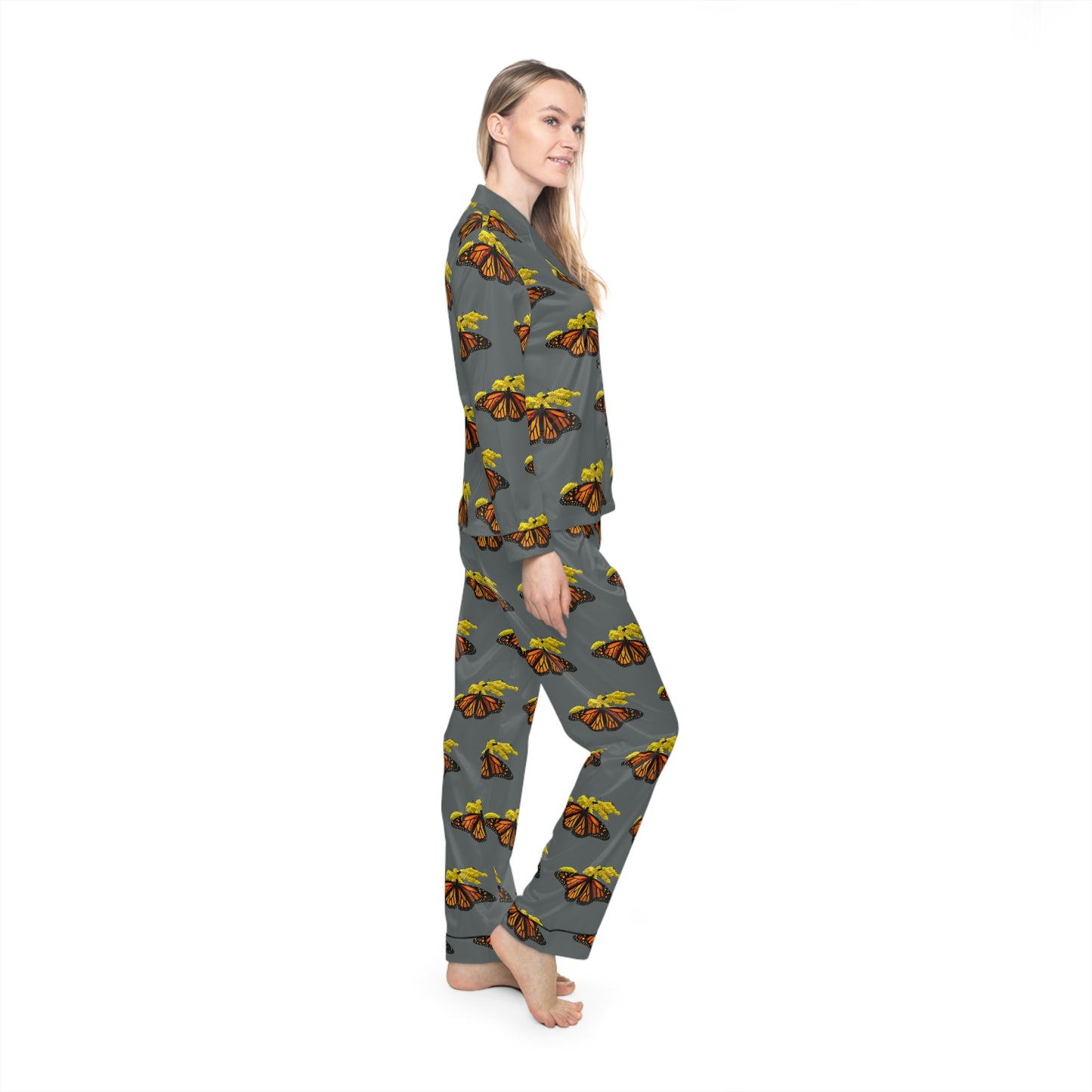 Women's Satin Pajamas--Elizabeth Dark Gray