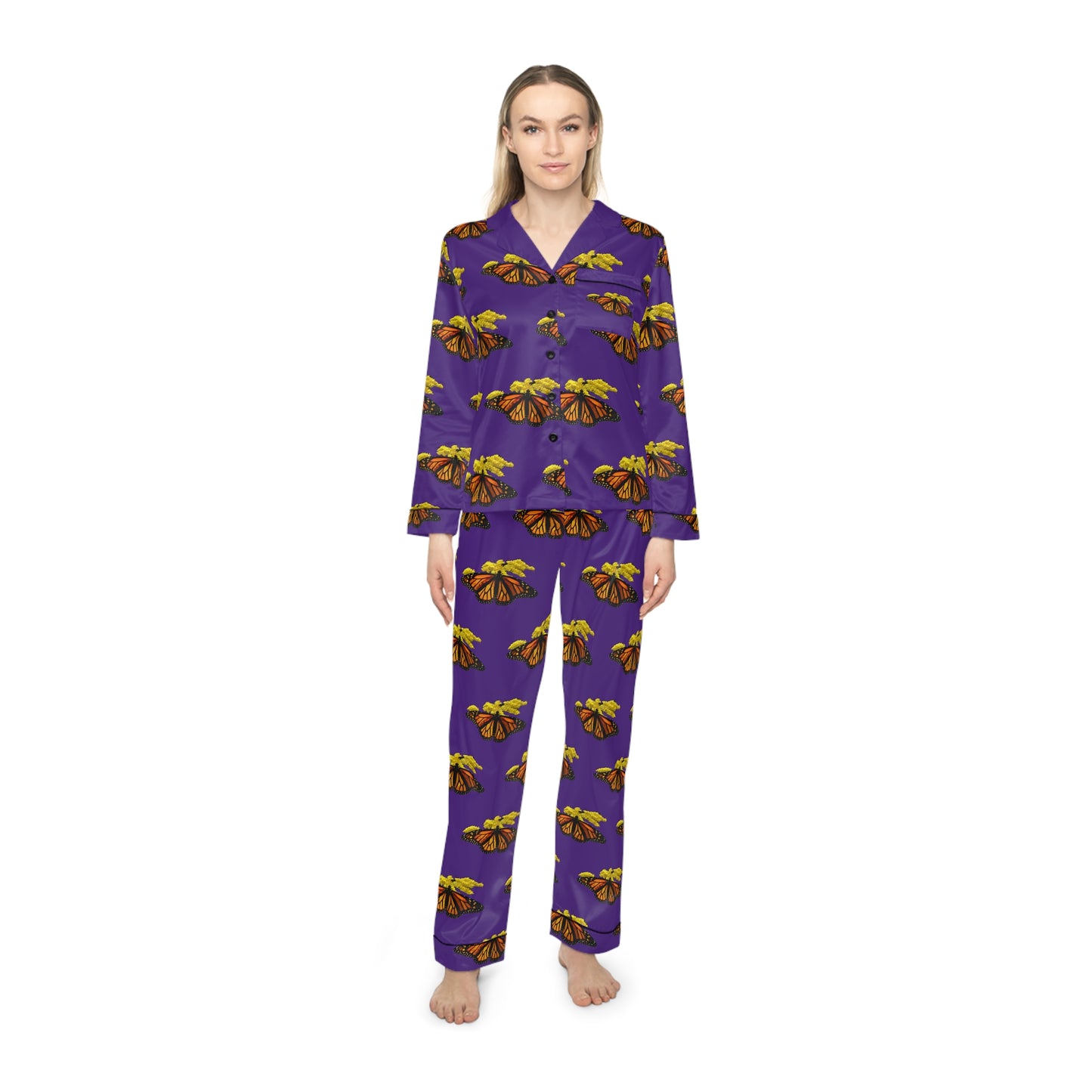 Women's Satin Pajamas--Elizabeth Purple