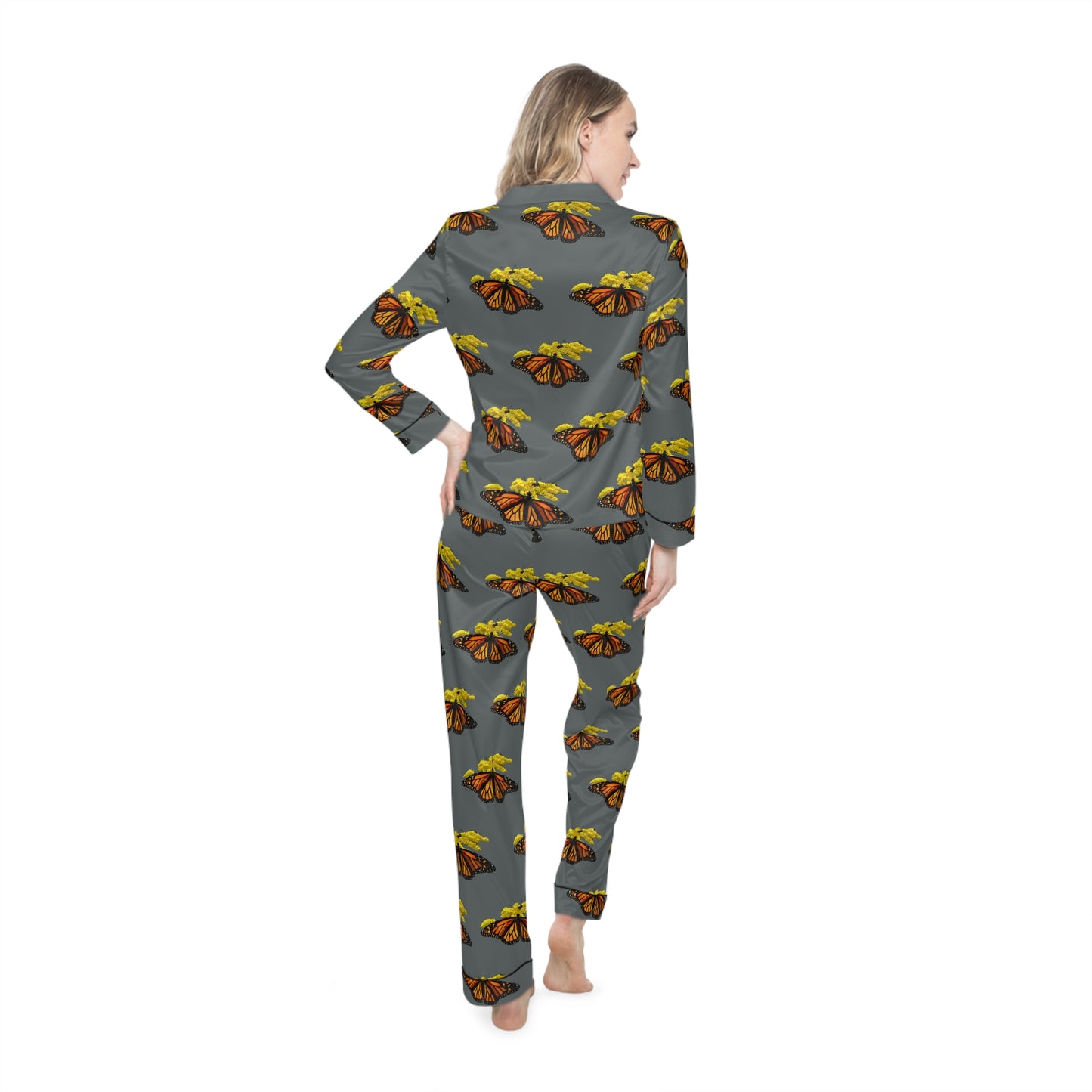 Women's Satin Pajamas--Elizabeth Dark Gray