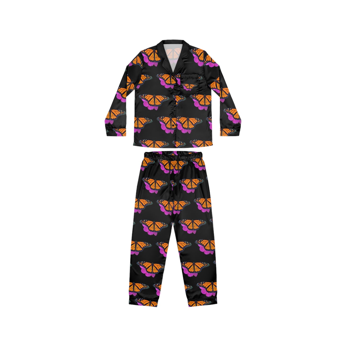 Women's Satin Pajamas--Marco Black