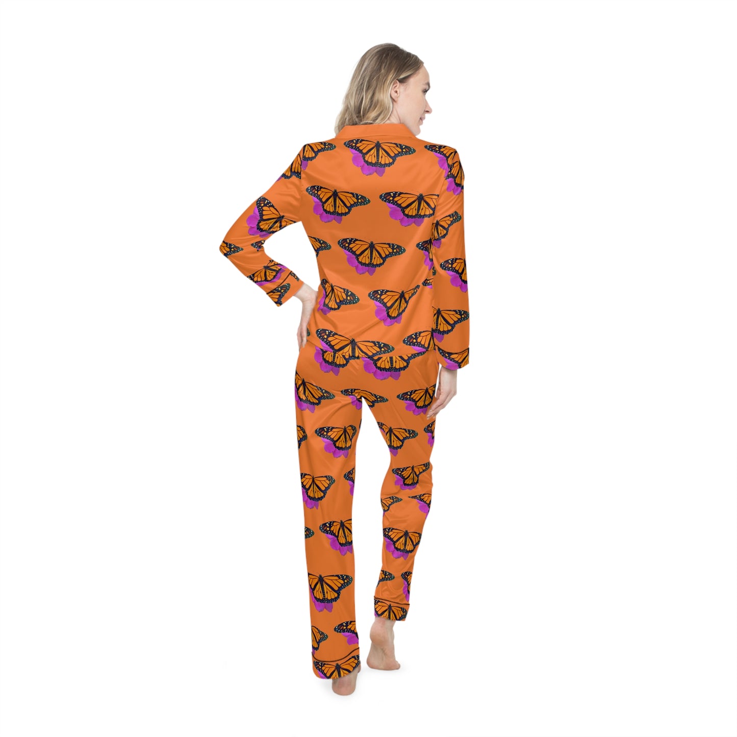 Women's Satin Pajamas--Marco Orange