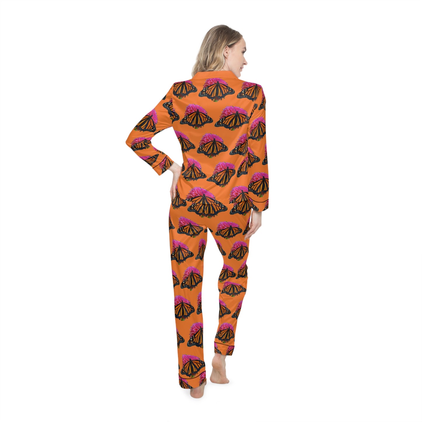 Women's Satin Pajamas--Bianca Orange