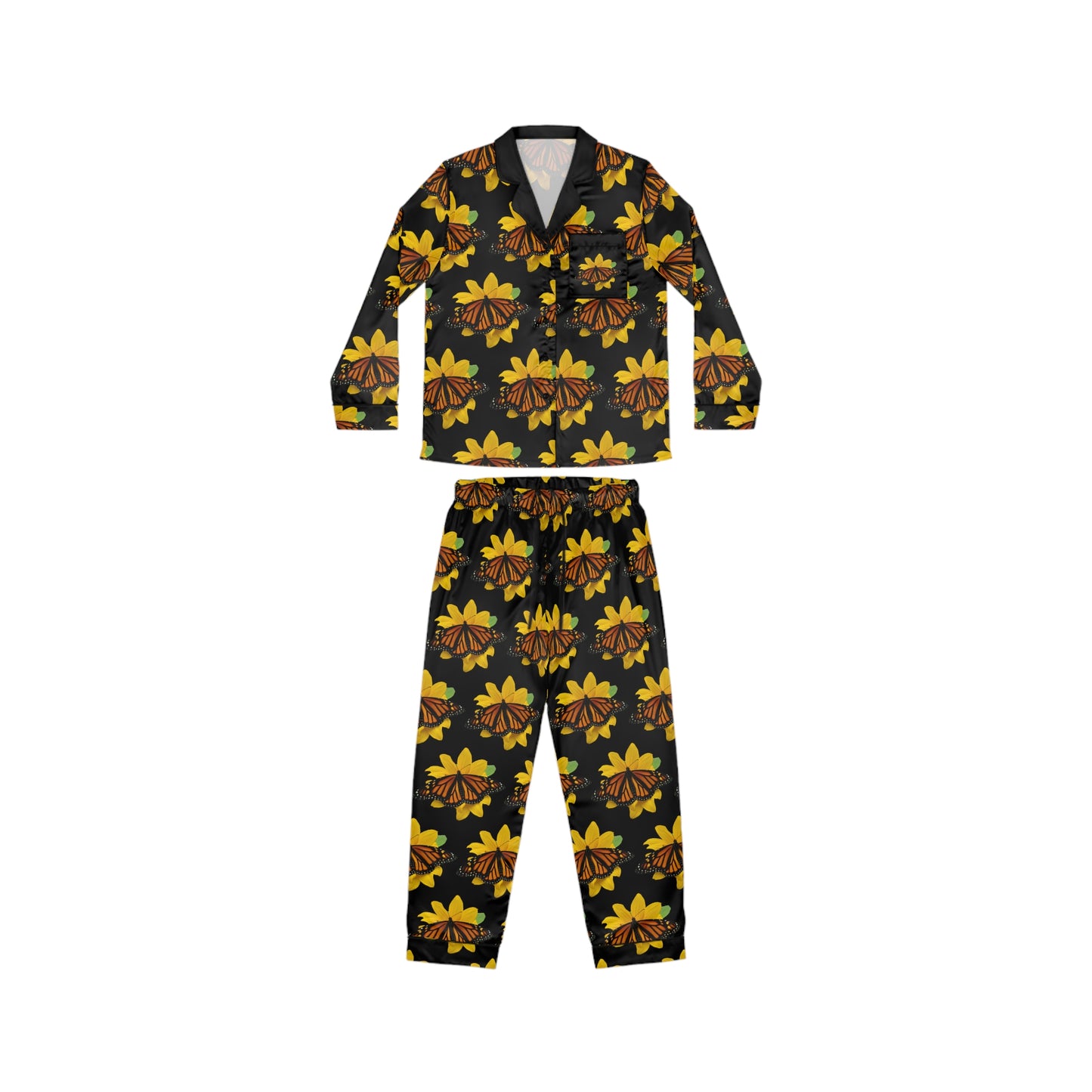 Women's Satin Pajamas--Olivia Black