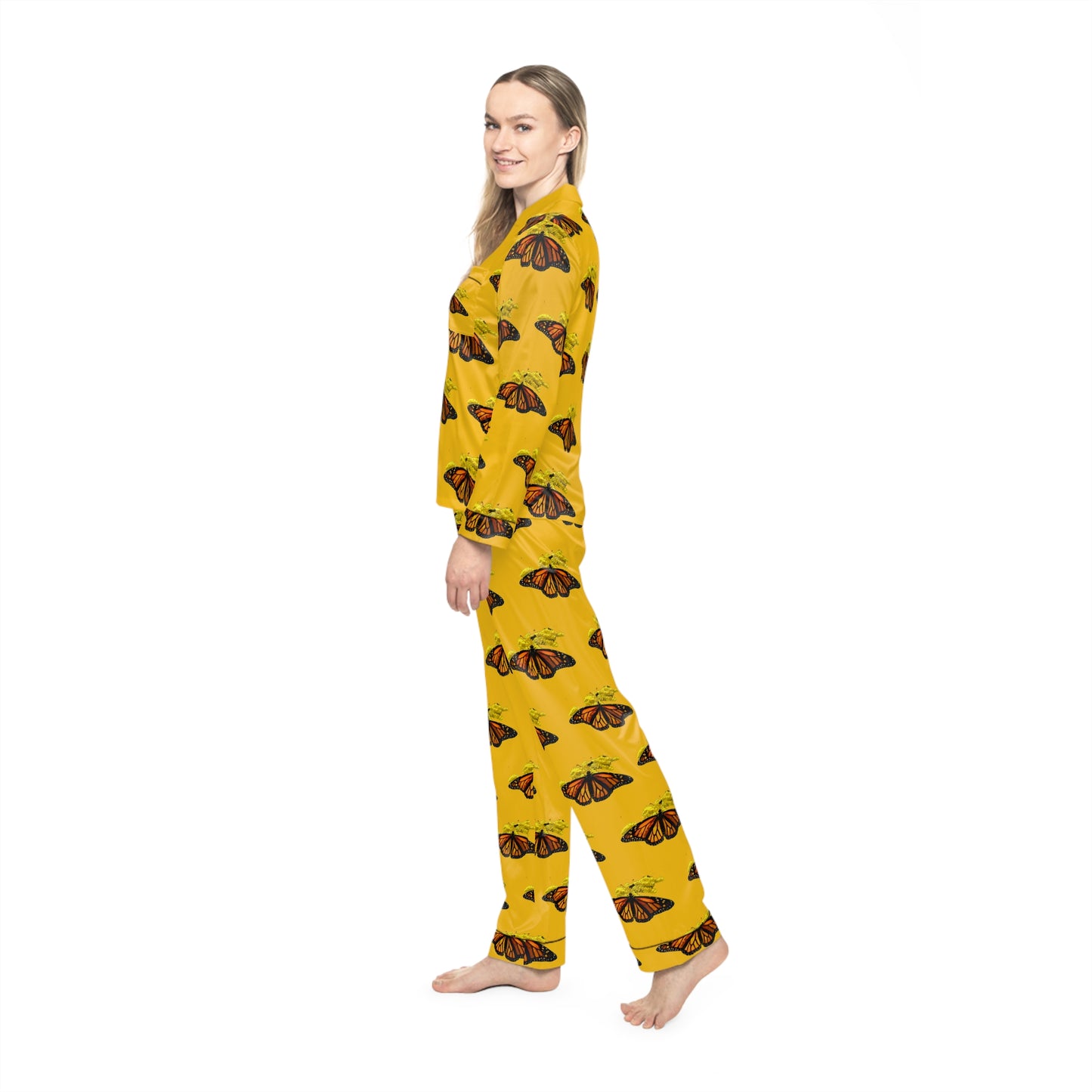 Women's Satin Pajamas--Elizabeth Yellow