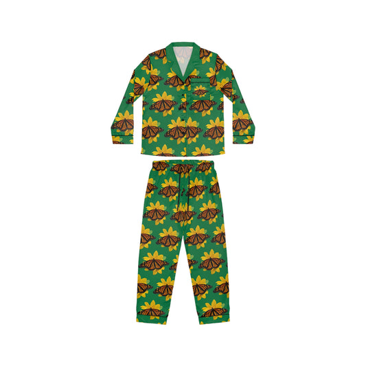 Women's Satin Pajamas--Olivia Dark Green