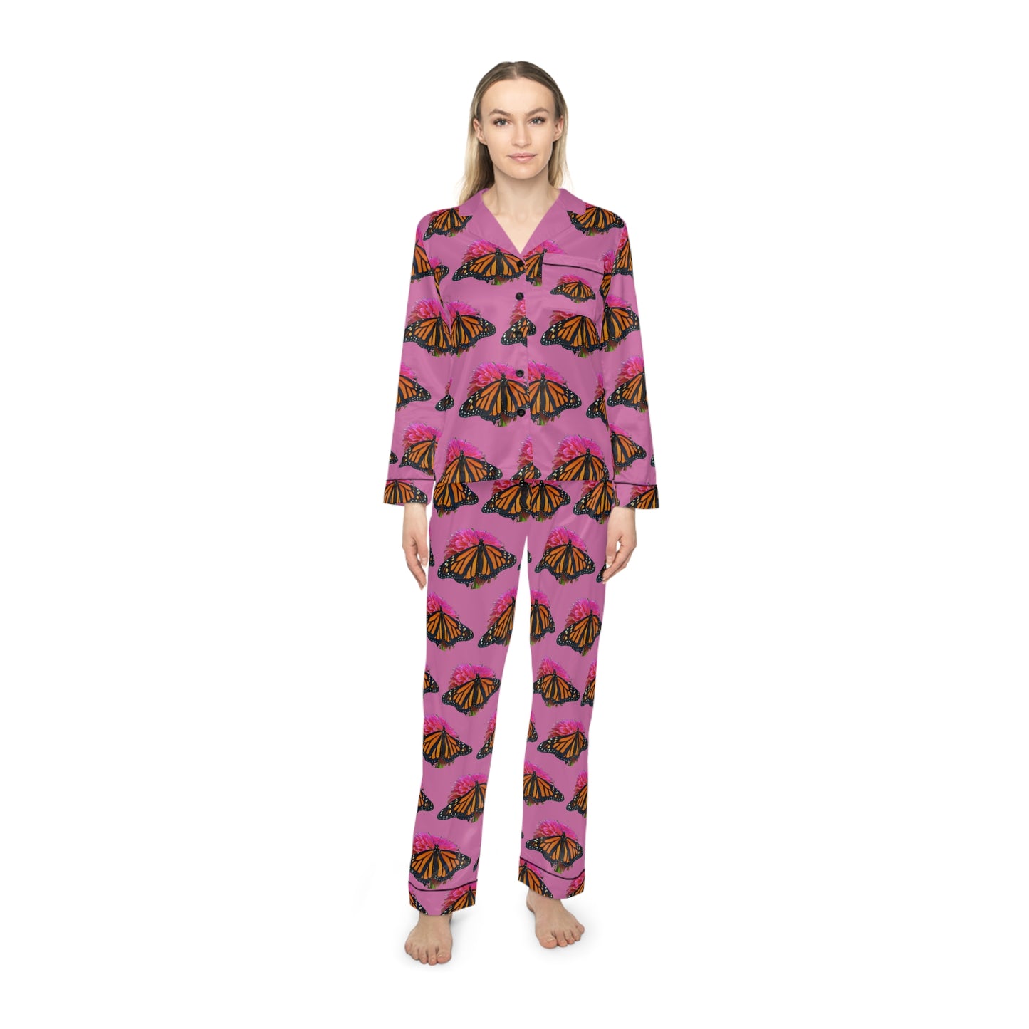 Women's Satin Pajamas--Bianca Light Pink