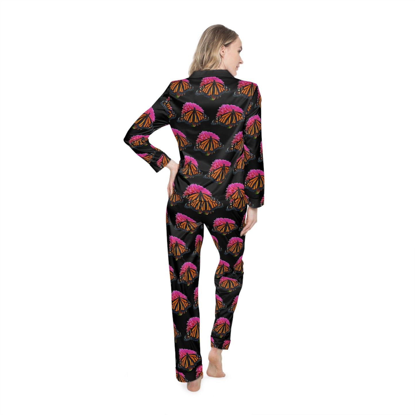 Women's Satin Pajamas--Bianca Black