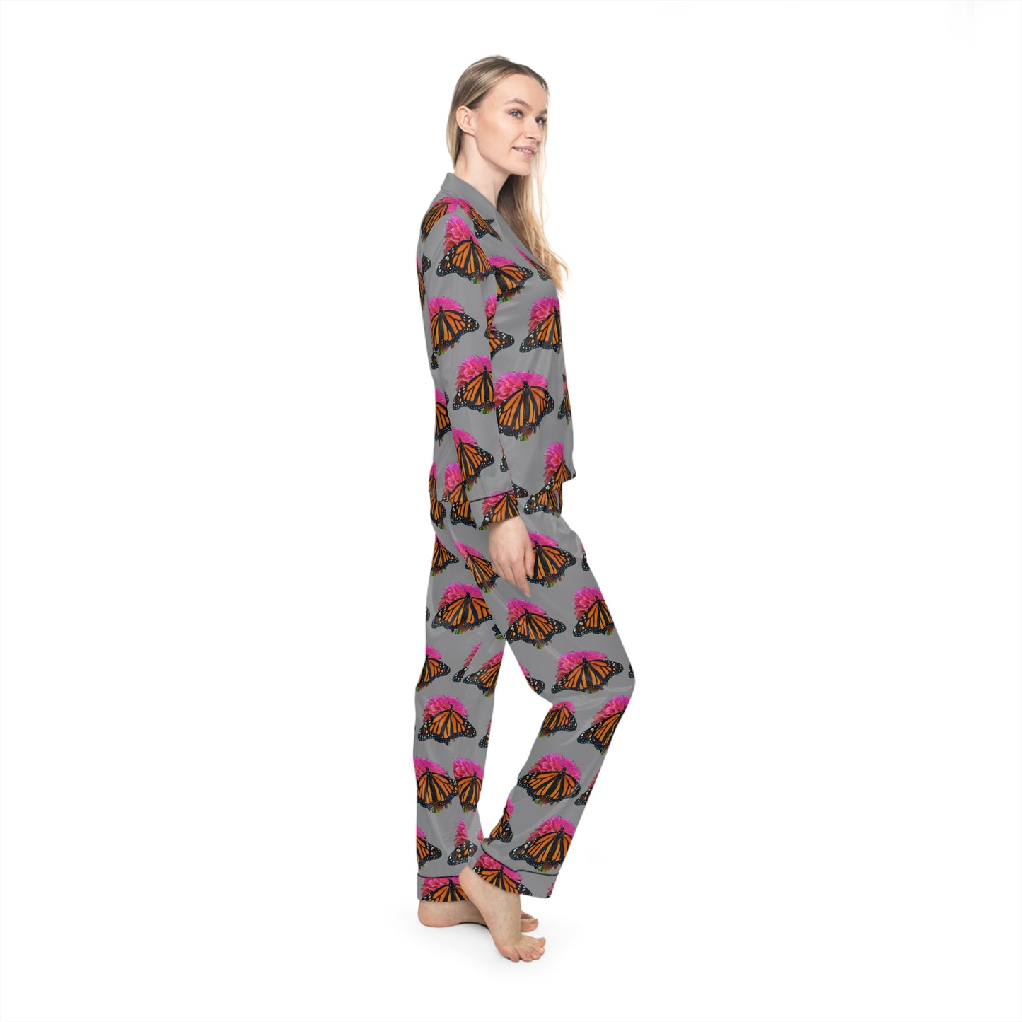 Women's Satin Pajamas--Bianca Gray