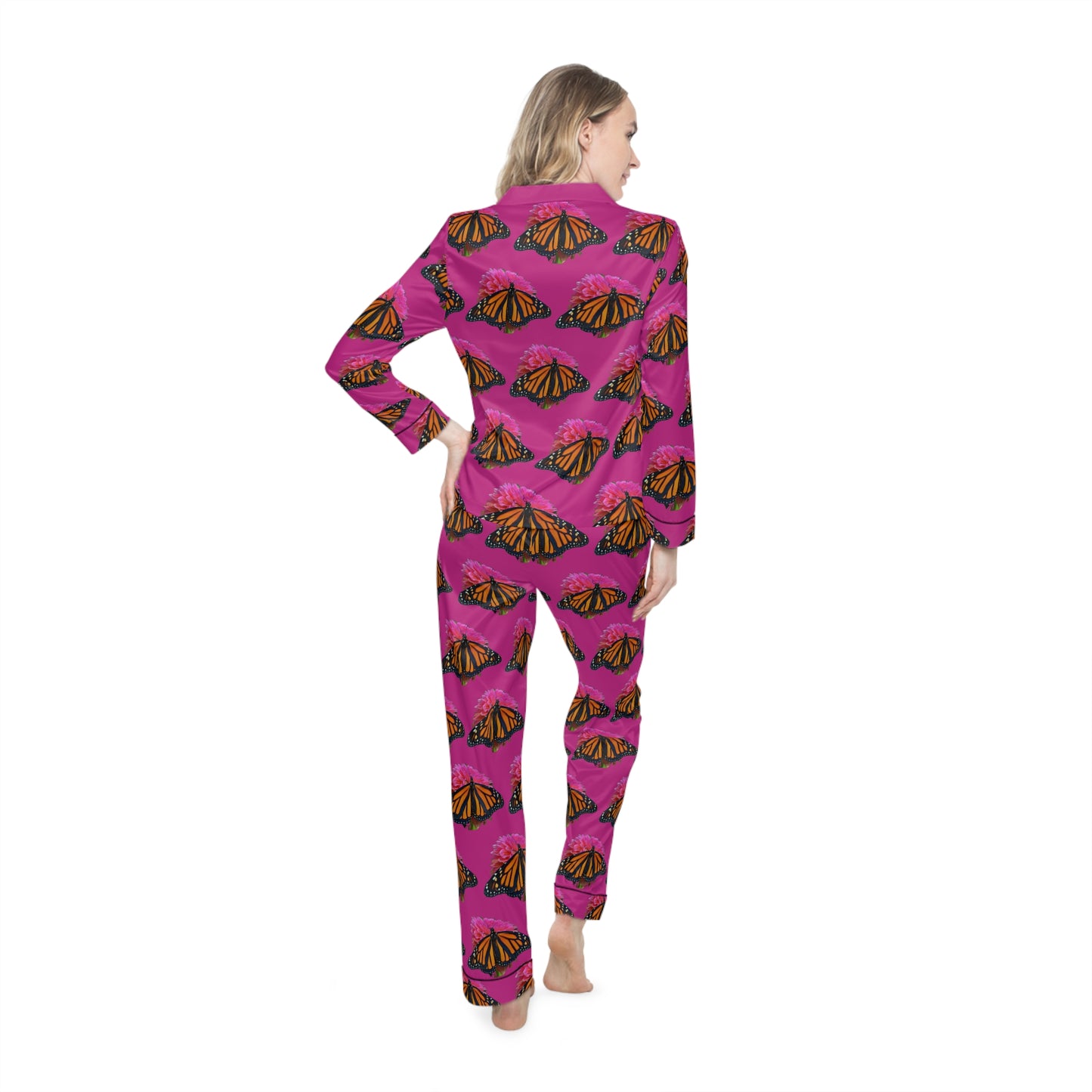 Women's Satin Pajamas--Bianca Pink
