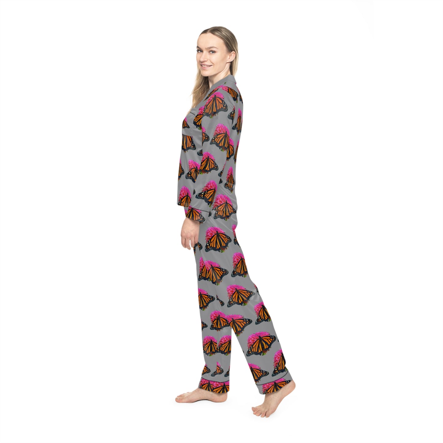 Women's Satin Pajamas--Bianca Gray