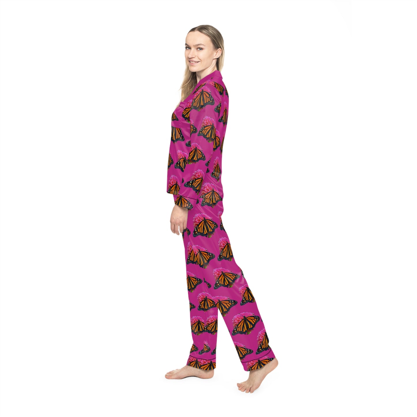 Women's Satin Pajamas--Bianca Pink