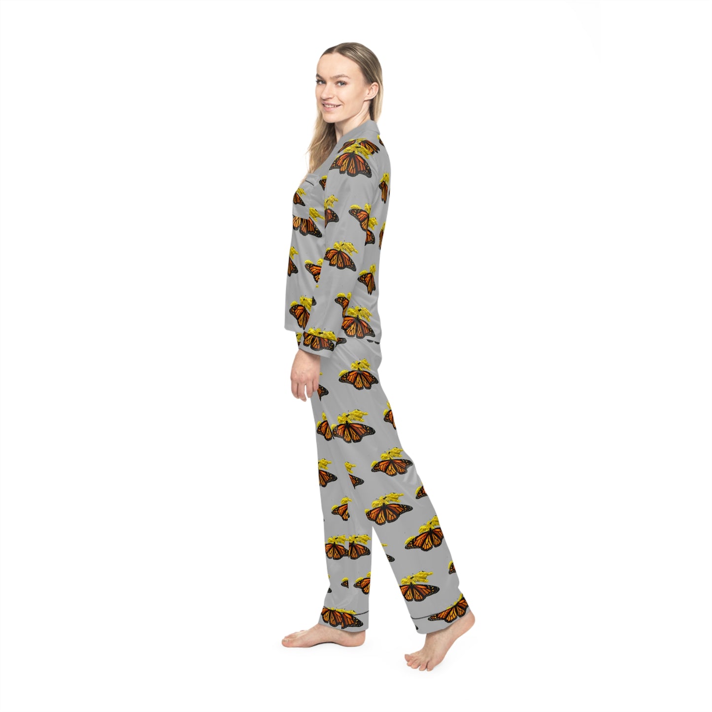 Women's Satin Pajamas--Elizabeth Light Gray