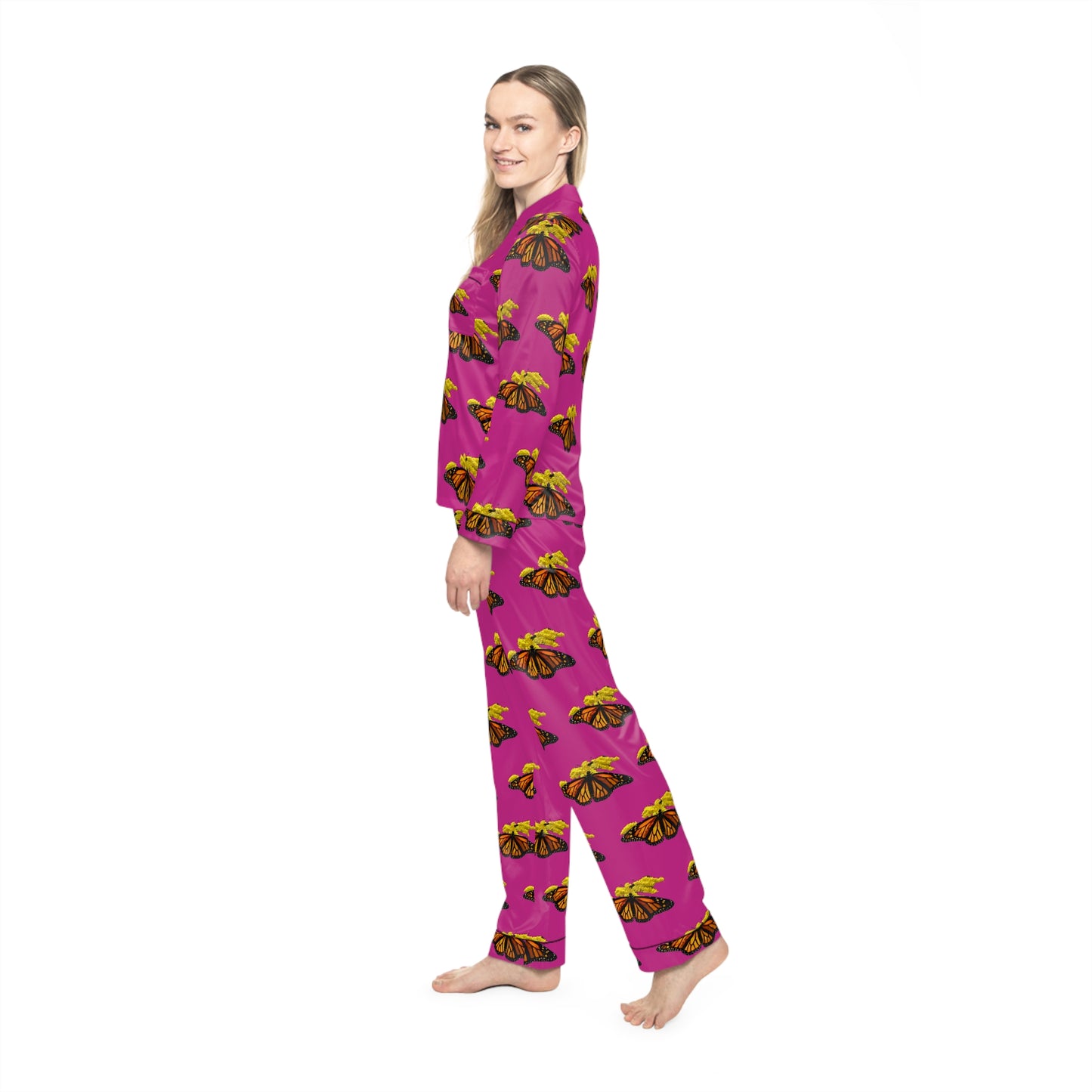 Women's Satin Pajamas--Elizabeth Pink