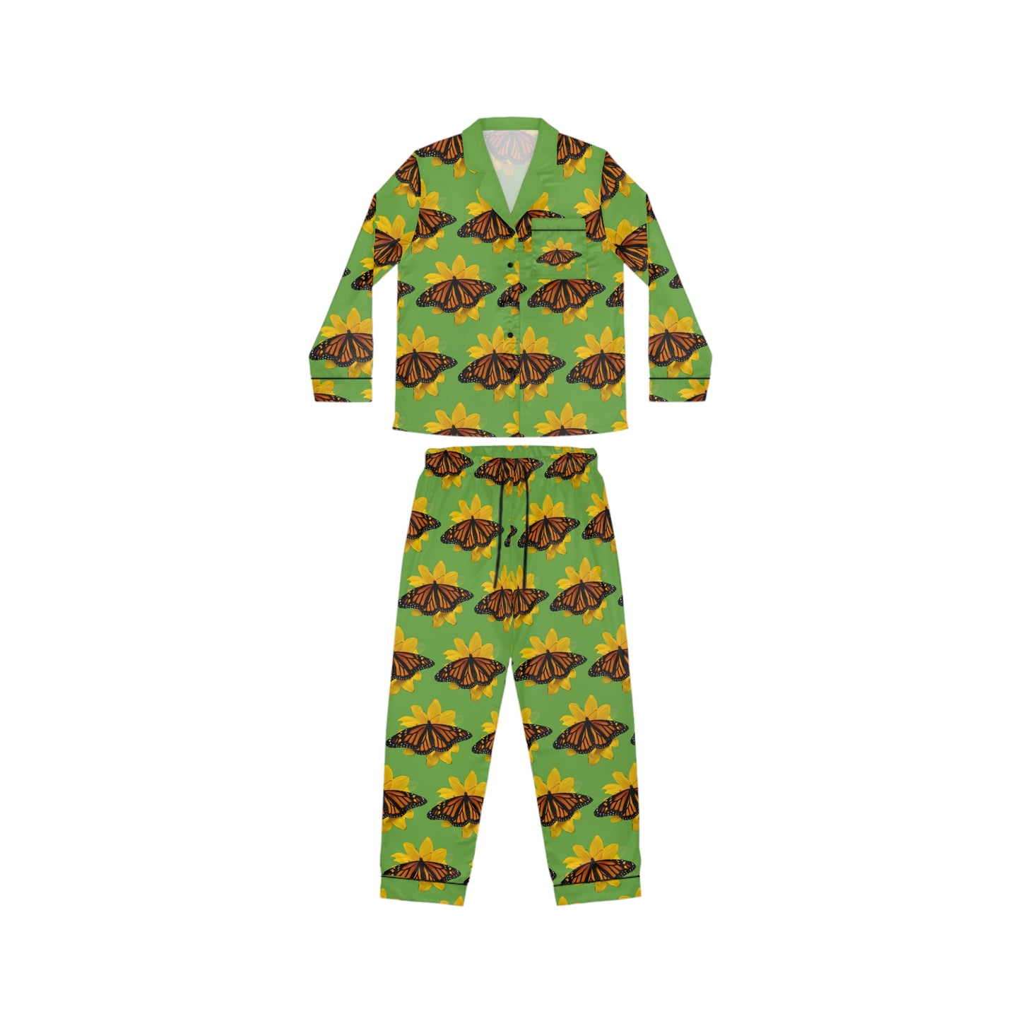 Women's Satin Pajamas--Olivia Green