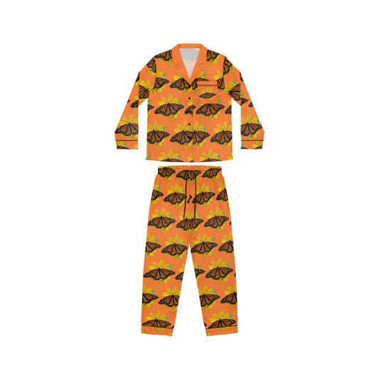 Women's Satin Pajamas--Olivia Orange