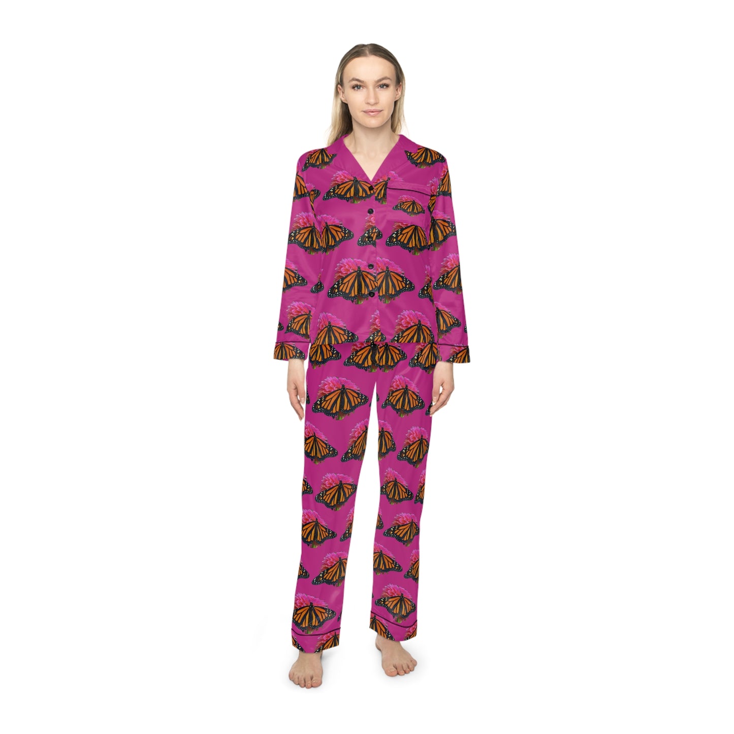Women's Satin Pajamas--Bianca Pink