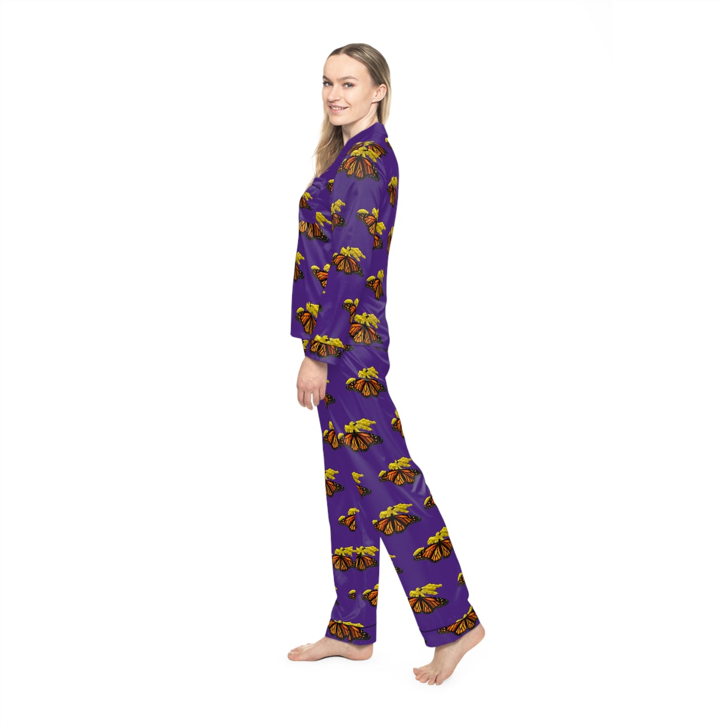 Women's Satin Pajamas--Elizabeth Purple