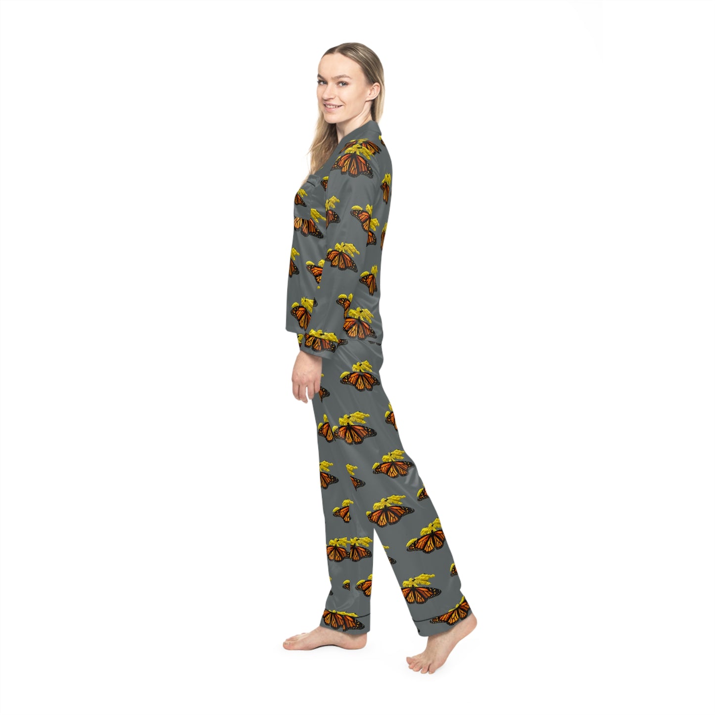 Women's Satin Pajamas--Elizabeth Dark Gray