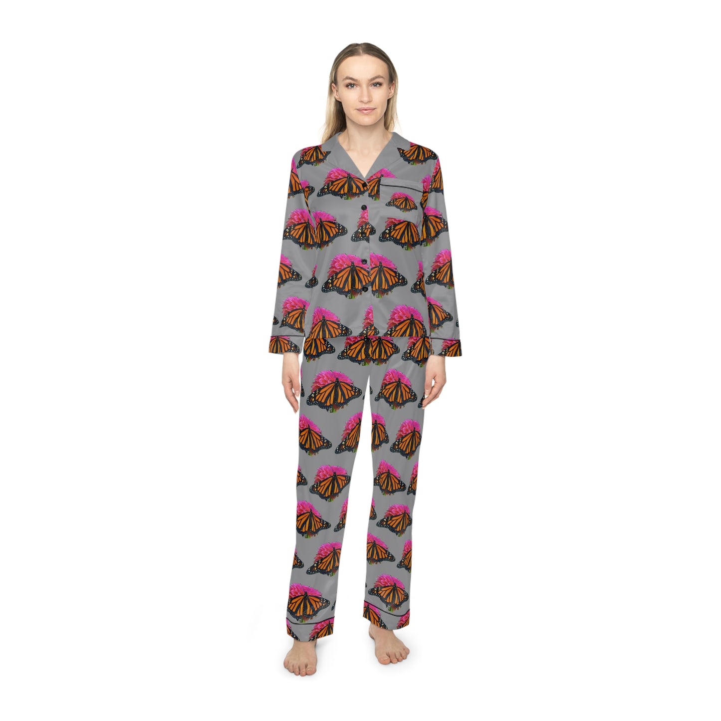 Women's Satin Pajamas--Bianca Gray