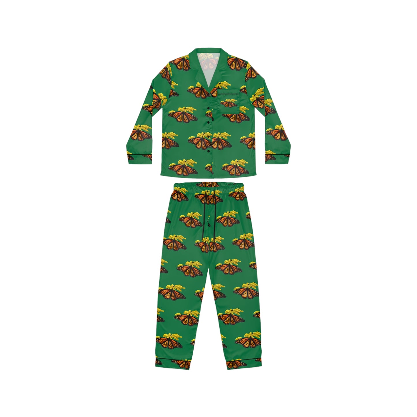 Women's Satin Pajamas--Elizabeth Dark Green