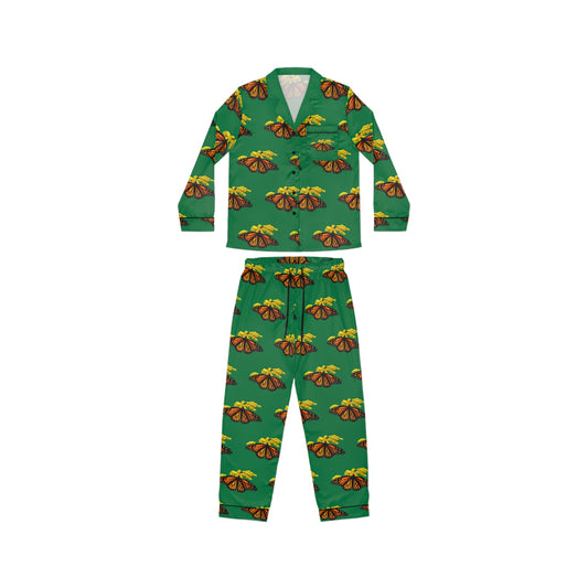 Women's Satin Pajamas--Elizabeth Dark Green