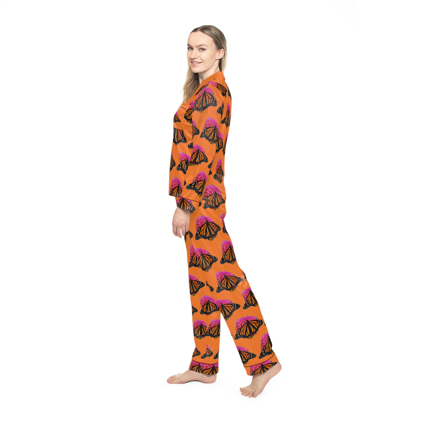 Women's Satin Pajamas--Bianca Orange