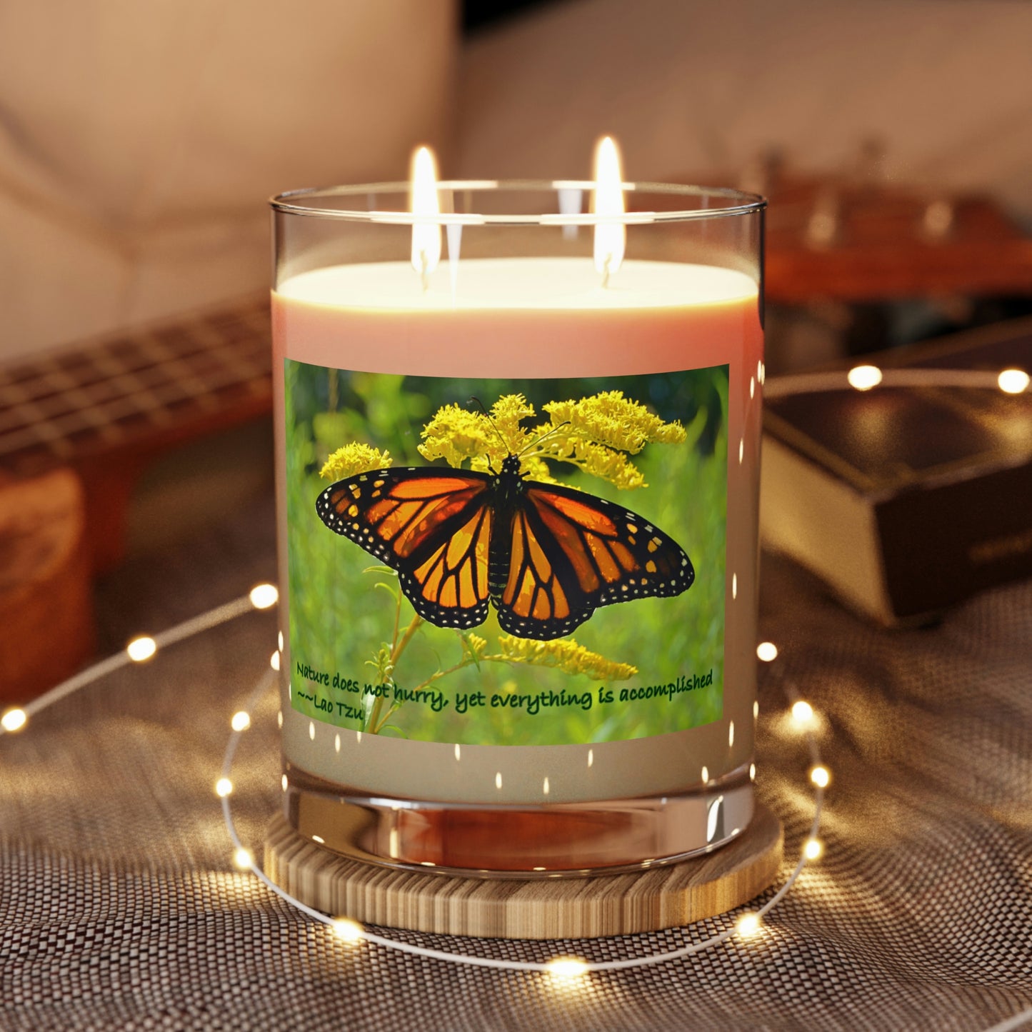 Double-wick Scented Candle - Full Glass, 11oz--Elizabeth the Monarch Butterfly photo