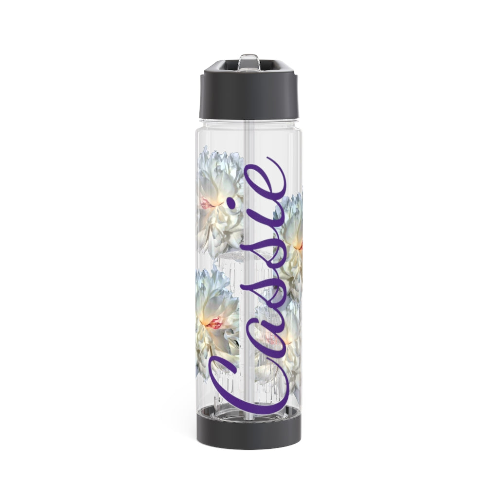 Personalized and Customizable Infuser Water Bottle (White Peony) (not a decal) I Gift I Bridesmaid I Teacher gift I Workout I Coworker I