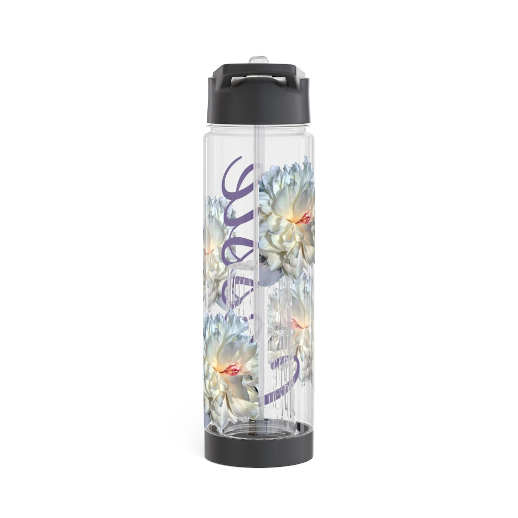 Personalized and Customizable Infuser Water Bottle (White Peony) (not a decal) I Gift I Bridesmaid I Teacher gift I Workout I Coworker I