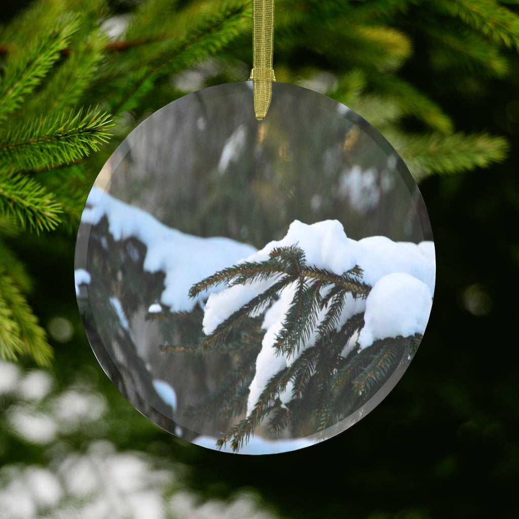 Snowy Pine Glass Ornament