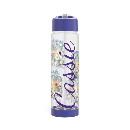 Personalized and Customizable Infuser Water Bottle (White Peony) (not a decal) I Gift I Bridesmaid I Teacher gift I Workout I Coworker I