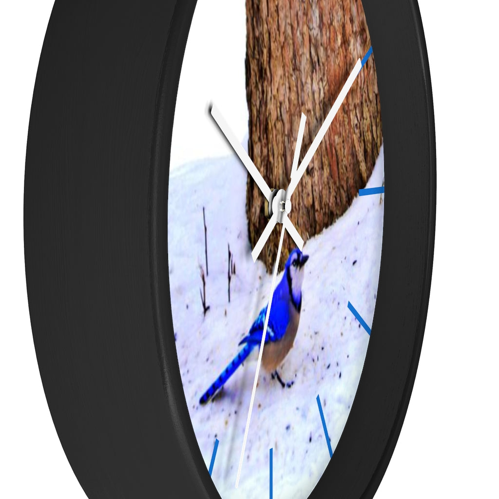 Winter Blue Jay Wall clock