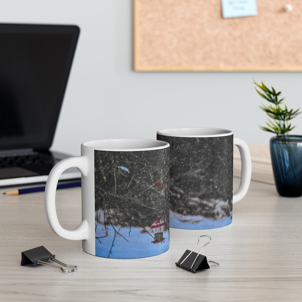 Blue Jay in a Snowstorm Mug 11oz