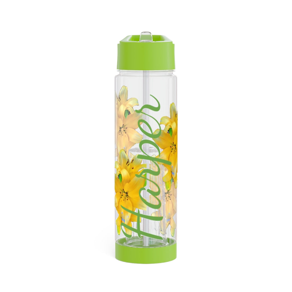 Personalized and Customizable Infuser Water Bottle (Yellow Lily) (not a decal) I Gift I Bridesmaid I Teacher gift I Workout I Coworker