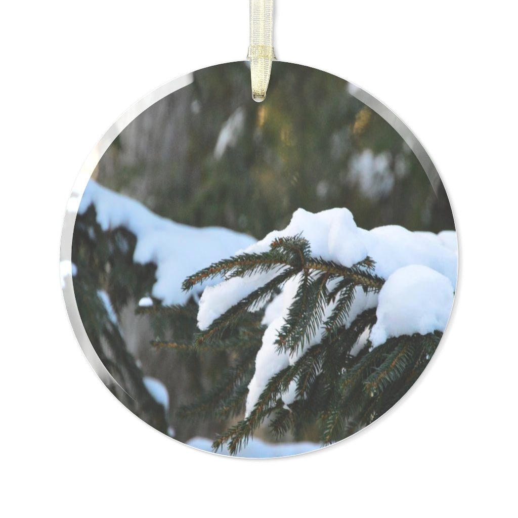 Snowy Pine Glass Ornament