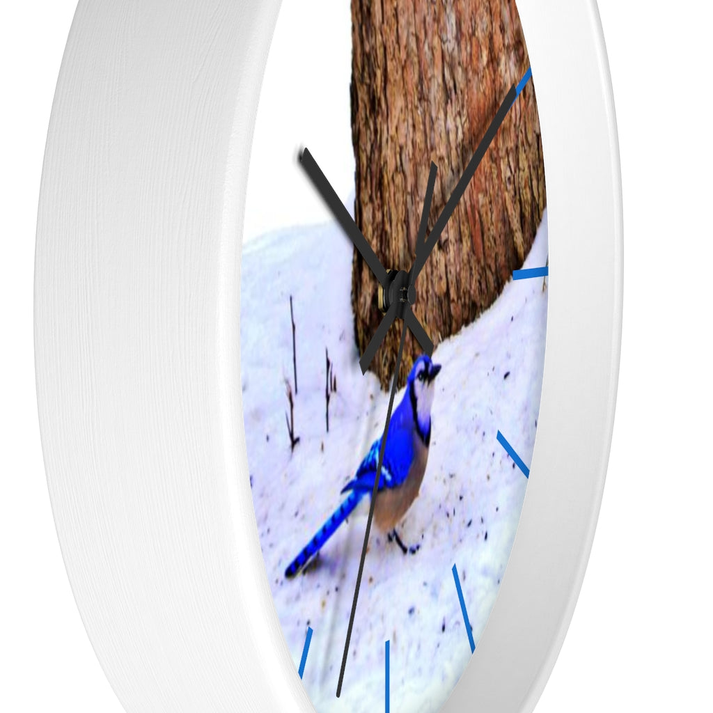 Winter Blue Jay Wall clock