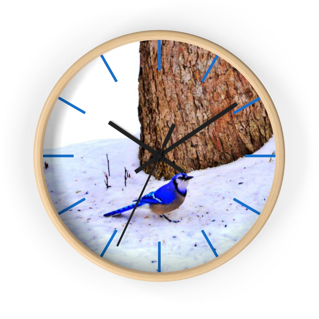 Winter Blue Jay Wall clock