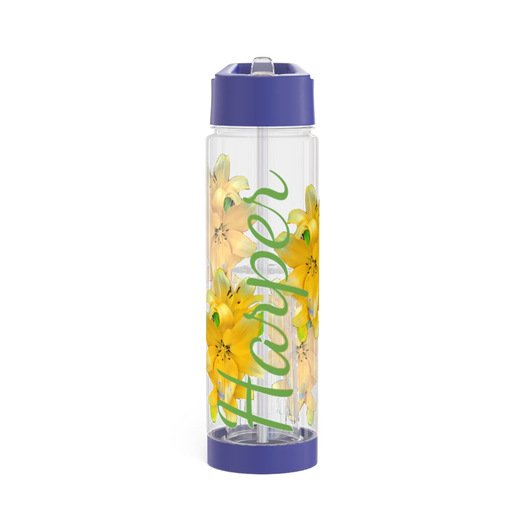 Personalized and Customizable Infuser Water Bottle (Yellow Lily) (not a decal) I Gift I Bridesmaid I Teacher gift I Workout I Coworker