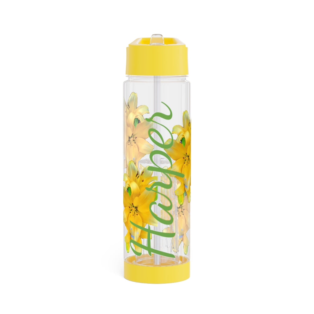 Personalized and Customizable Infuser Water Bottle (Yellow Lily) (not a decal) I Gift I Bridesmaid I Teacher gift I Workout I Coworker