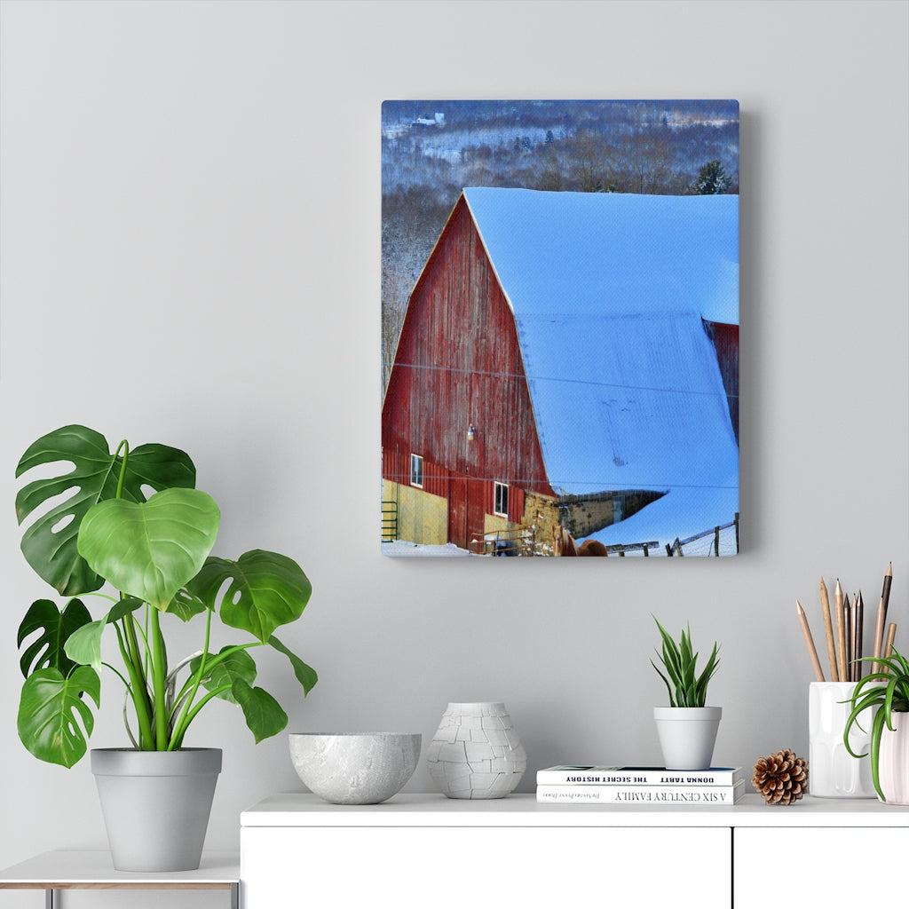 Barns and Horses Stretched Canvas