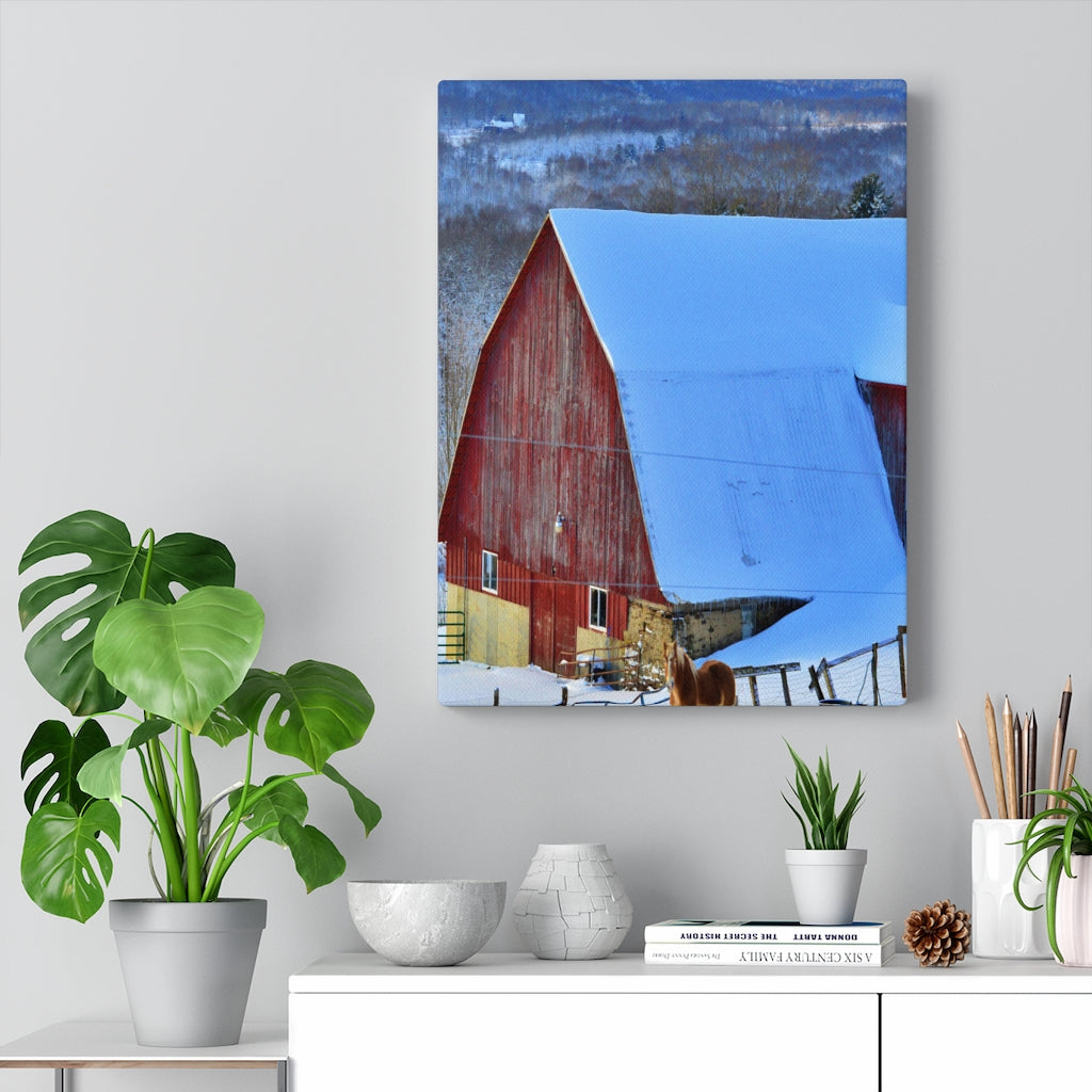 Barns and Horses Stretched Canvas