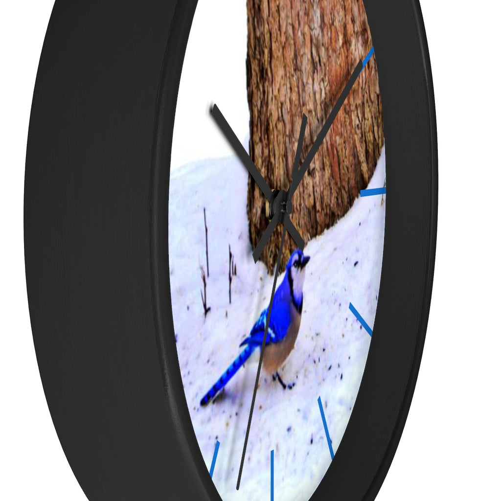 Winter Blue Jay Wall clock