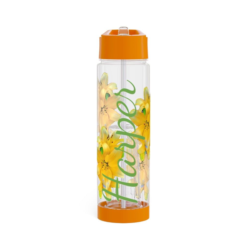 Personalized and Customizable Infuser Water Bottle (Yellow Lily) (not a decal) I Gift I Bridesmaid I Teacher gift I Workout I Coworker