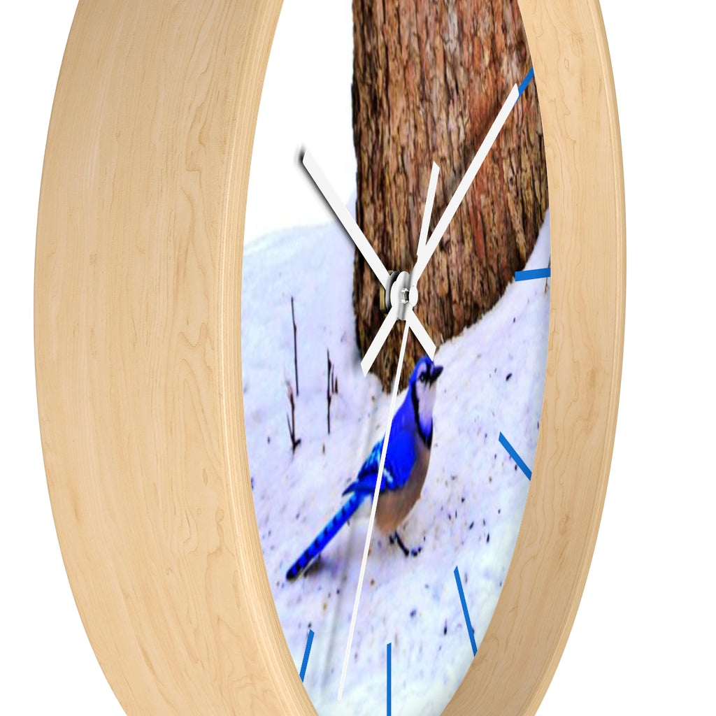 Winter Blue Jay Wall clock