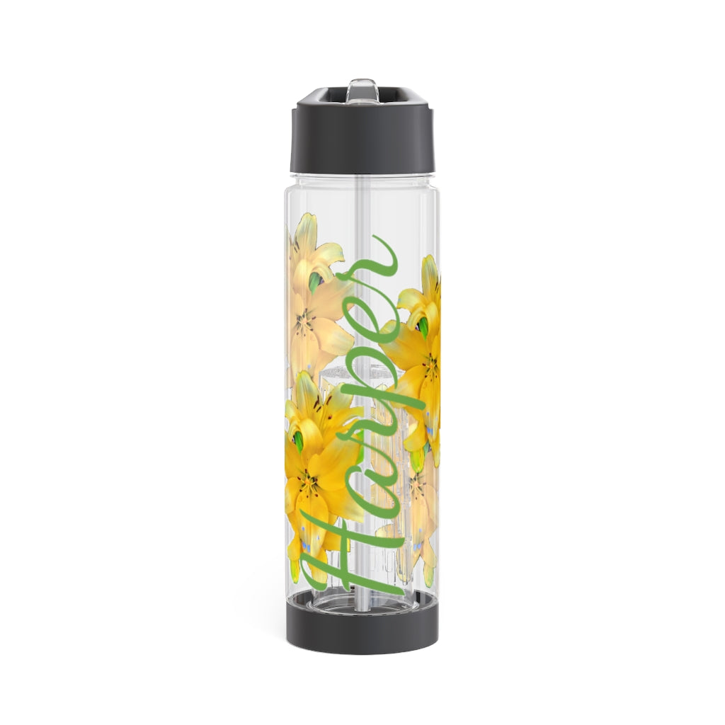 Personalized and Customizable Infuser Water Bottle (Yellow Lily) (not a decal) I Gift I Bridesmaid I Teacher gift I Workout I Coworker